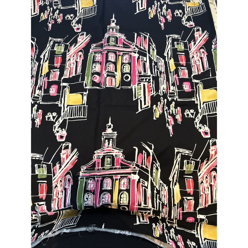 Michael Miller Cotton Quilting Fabric On The Town City Scape Colorful Sketch